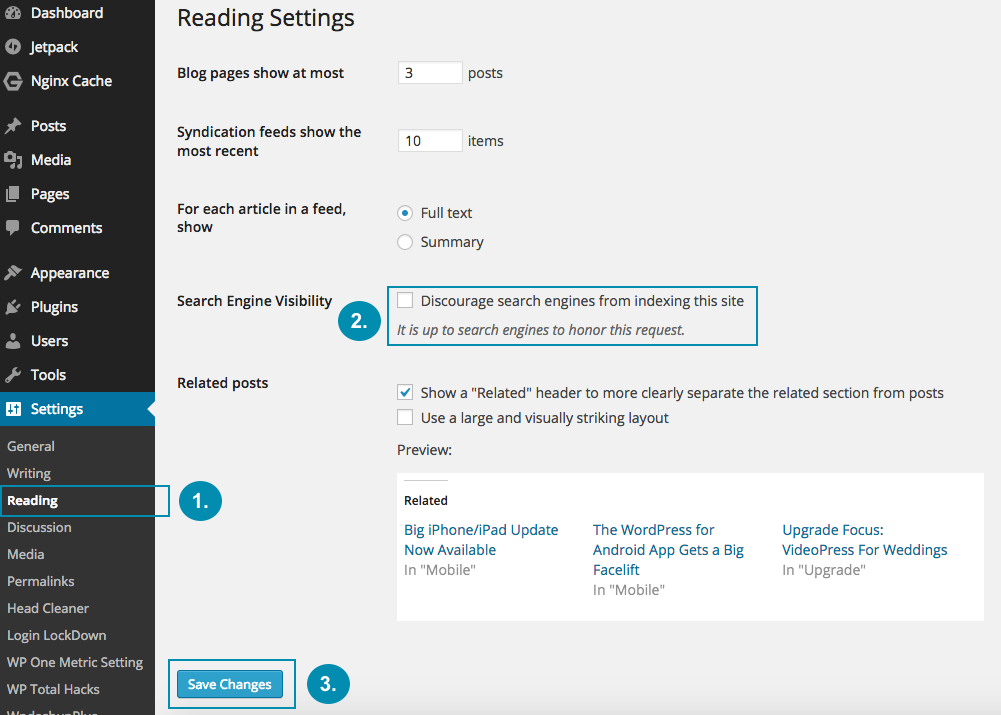 Reading Settings