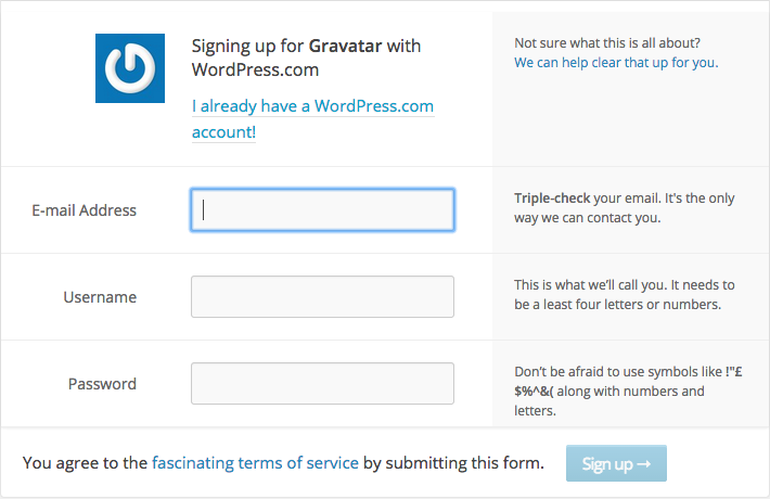 Gravatar Register